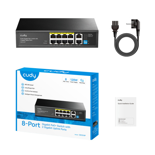 Коммутатор Cudy GS1010P PoE 120Вт Cudy — купить по цене от 4&nbsp;490 ₽ | ПрофБезопасность фото 2