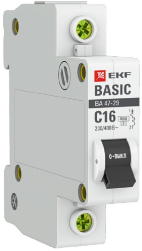 Выключатель автоматический EKF Basic ВА47-29 1п 25А C 4.5кА