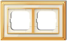 Рамка универсальная ABB Династия 2-м. полированная латунь/стекло белое картинка