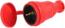 Розетка штепсельная с заземлением прямая ЭРА R8-RED-IP44 16А IP44 каучук красный