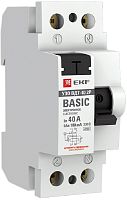 Выключатель дифференциального тока УЗО EKF Basic ВДТ-40 2п 40А 100мА 4,5,кА тип AC