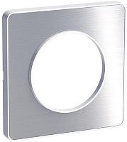 Рамка универсальная Schneider Electric Odace 1-м. металл полированный алюминий/белый