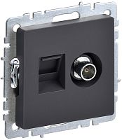 Розетка RJ45+TV Оконечная без рамки IEK Brite РТВ/РК12-БрГ 2-м. графит