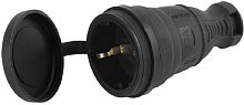 Розетка штепсельная с заземлением прямая ЭРА R8-B-IP44 16А IP44 каучук черный