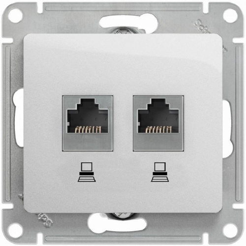 Розетка компьютерная без рамки Systeme Electric Glossa 2-м. RJ45+RJ45 5e алюминий  Systeme Electric — купить по цене от 1&nbsp;923 ₽ | ПрофБезопасность
