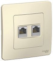 Розетка компьютерная с рамкой Systeme Electric Blanca 2-м. RJ45+RJ45 5e молочный
