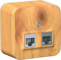 Розетка телефон+компьютер накладная Systeme Electric Blanca 2-м. RJ11+RJ45 5е ясень