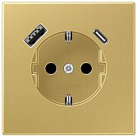 Розетка с заземлением +2хUSB тип A+C без рамки Jung LS990 metal 1-м. латунь Jung — купить по цене от 35&nbsp;770 ₽ | ПрофБезопасность
