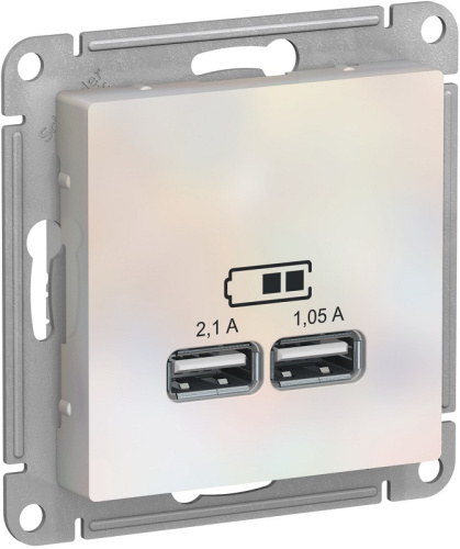 Розетка USB тип A+A без рамки Systeme Electric AtlasDesign 2-м. 2100мА жемчуг