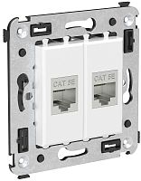 Розетка компьютерная экранированная без рамки DKC Avanti 2-м. RJ45+RJ45 5е белое облако