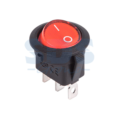 Выключатель клавишный круглый Rexant 12V 20А (3с) ON-OFF красный с подсветкой картинка фото 2