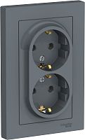 Розетка с заземлением Systeme Electric AtlasDesign 1-м. 2 мод. грифель