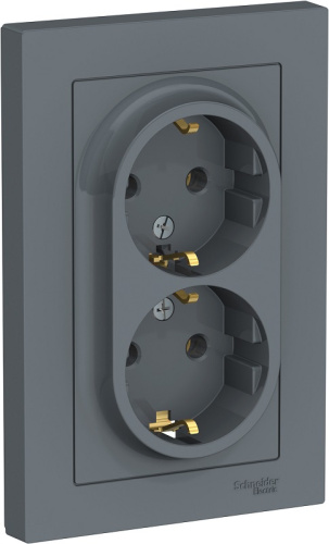 Розетка с заземлением Systeme Electric AtlasDesign 1-м. 2 мод. грифель
