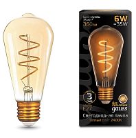 Лампа светодиодная филаментная Ретро Gauss Filament LED ST64 220В 6Вт E27 2400К Flexible Golden Gauss — купить по цене от 650 ₽ | ПрофБезопасность