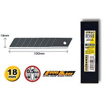 Лезвия 18 мм OLFA OL-LBB-50B BLACK сегментированное, 8 сегментов, 18х100х0,5мм, 50шт