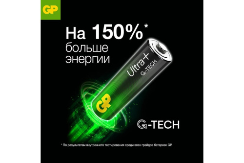 Элемент питания GP LR6 Ultra Plus Alkaline G-TECH 15AUPA21-2CRSB4 4шт (упак) AA (батарейка)