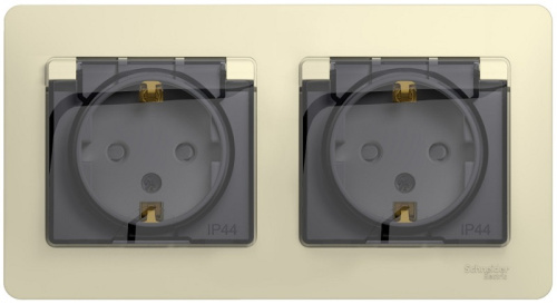 Розетка с заземлением с рамкой Systeme Electric Glossa 2-м. крышка шторки IP44 бежевый Systeme Electric — купить по цене от 716 ₽ | ПрофБезопасность