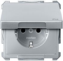 Розетка с заземлением без рамки Schneider Electric Merten Antique 1-м. крышка шторки IP44 сталь