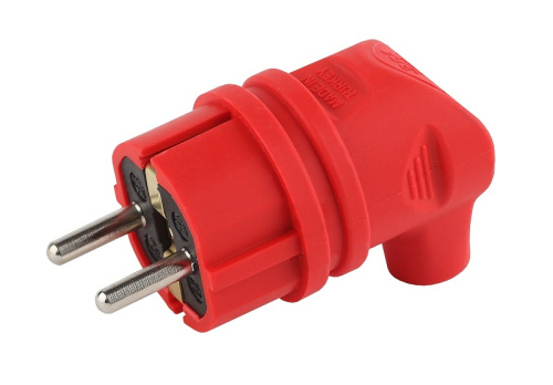 Вилка электрическая с заземлением угловая ЭРА V9-RED-IP44 16А IP44 красный