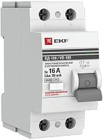 Выключатель дифференциального тока УЗО EKF PROxima ВД-100 2п 16А 10мА 4,5,кА тип AC