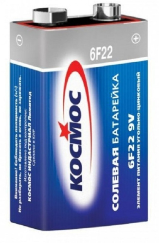 Элемент питания Космос 6F22 (1S) крона солевая KOC6F22 (батарейка)