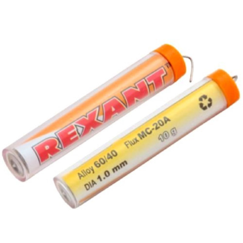 Припой с канифолью Rexant 10 гр. d=1. 0 мм ПОС-40 (Sn40 Pb60 Flux 2.2 проц.) Rexant — купить по цене от 140 ₽ | ПрофБезопасность