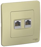 Розетка компьютерная с рамкой Systeme Electric Blanca 2-м. RJ45+RJ45 5e бежевый