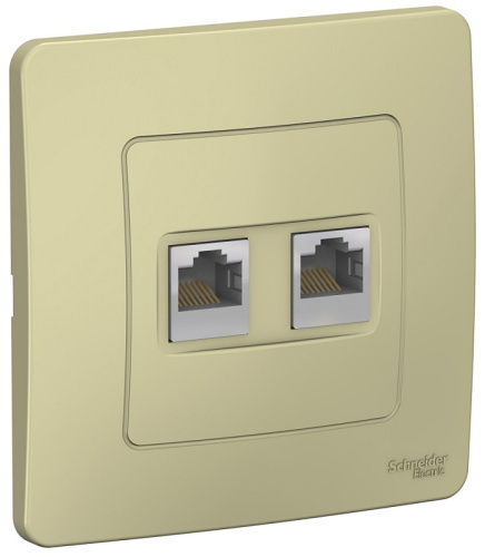 Розетка компьютерная с рамкой Systeme Electric Blanca 2-м. RJ45+RJ45 5e бежевый