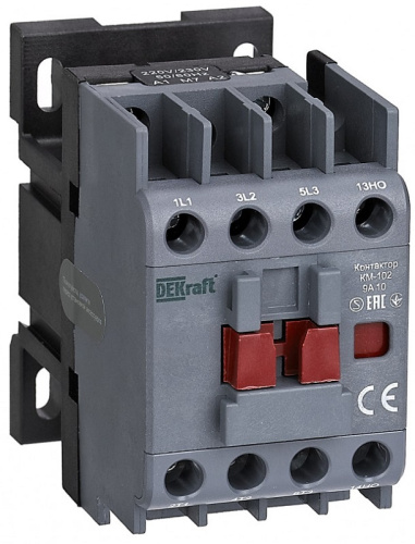 Контактор DEKraft КМ-102 3п 1НЗ 12А 24В тип АС3 