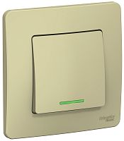 Выключатель с подсветкой с рамкой Systeme Electric Blanca 1-кл. бежевый