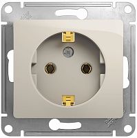 Розетка с заземлением без рамки Systeme Electric Glossa 1-м. молочный