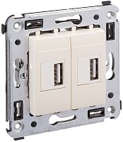 Розетка USB тип А+А без рамки DKC Avanti 2-м. 2100мА ванильная дымка