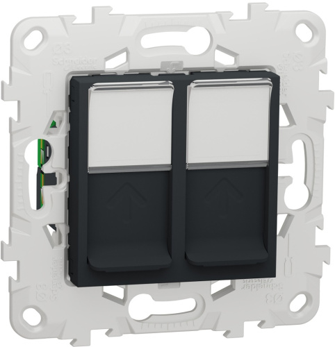 Розетка компьютерная без рамки Schneider Electric Unica New 2-м. RJ45+RJ45 5e антрацит Schneider Electric — купить по цене от 3&nbsp;132 ₽ | ПрофБезопасность фото 2
