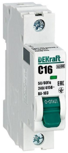 Выключатель автоматический DEKraft ВА-103 1п 16А C 6кА