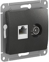 Розетка RJ45+TV Оконечная без рамки Systeme Electric Glossa 2-м. антрацит