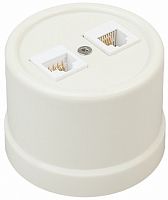 Розетка-ретро компьютерная пластик Bironi Лизетта 2-м. RJ45+RJ45 5е слоновая кость
