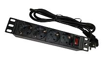 Блок розеток Netko 10", 16А, 4 розетки, 1,5 м шнур, черный