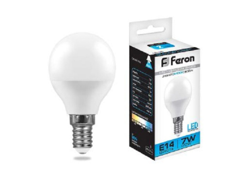 Лампа светодиодная Feron LB-95 G45 Шар Е14 220В 7Вт 6400К, Feron, купить, цена, доставка, безопасность Лампа светодиодная Feron LB-95 G45 Шар Е14 220В 7Вт 6400К Feron — купить по цене от 100 ₽ | ПрофБезопасность