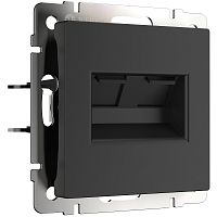 Розетка компьютерная без рамки Werkel 2-м. RJ45+RJ45 5e черный матовый