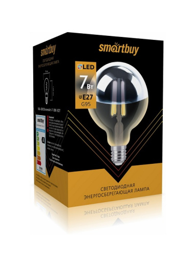 Лампа светодиодная филаментная Ретро Smartbuy ART G95Chrom E27 220В 7Вт 3000К Smartbuy — купить по цене от 515 ₽ | ПрофБезопасность