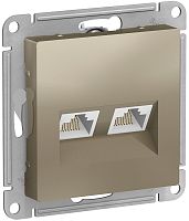 Розетка компьютерная без рамки Systeme Electric AtlasDesign 2-м. RJ45+RJ45 5e шампань