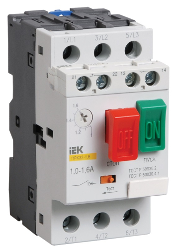 Выключатель автоматический для защиты электродвигателей IEK ПРК32-2,5 1,6-2,5A 660В картинка