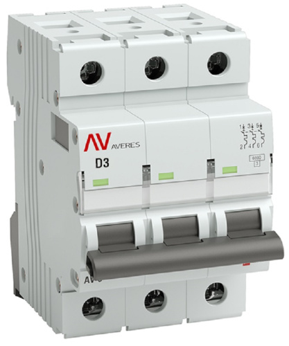 Выключатель автоматический EKF Averes AV-6 3п 3А D 6кА