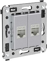 Розетка компьютерная экранированная без рамки DKC Avanti 2-м. RJ45+RJ45 5е закаленная сталь