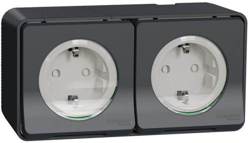 Розетка накладная с заземлением Schneider Electric Mureva Styl 2-м. крышка шторки IP55 антрацит Schneider Electric — купить по цене от 1&nbsp;842 ₽ | ПрофБезопасность