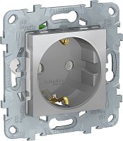 Розетка с заземлением без рамки Schneider Electric Unica New 1-м. алюминий Schneider Electric — купить по цене от 512 ₽ | ПрофБезопасность