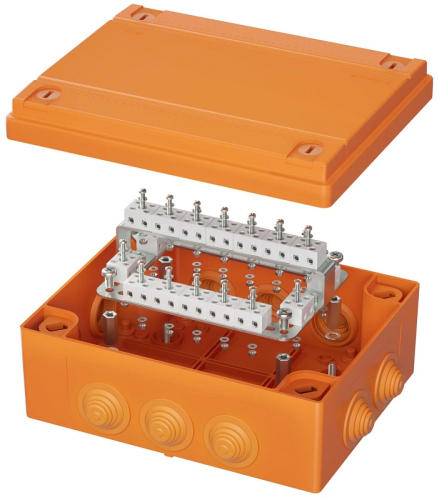 Коробка огнестойкая DKC Vulcan 240x190x90мм 40x4мм IP55 оранжевый картинка