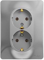 Розетка с заземлением Systeme Electric Glossa 1-м. 2 мод. алюминий
