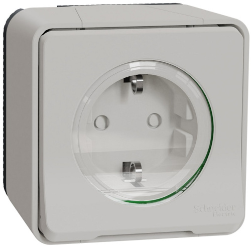 Розетка накладная с заземлением Schneider Electric Mureva Styl 1-м. крышка шторки IP55 белый Schneider Electric — купить по цене от 779 ₽ | ПрофБезопасность