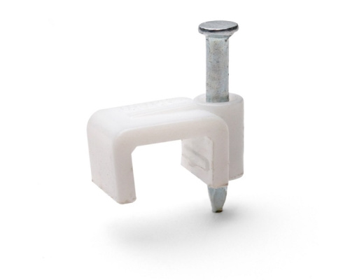 Скоба пластиковая с гвоздем плоская Fortisflex СПП 12 (20шт.) 